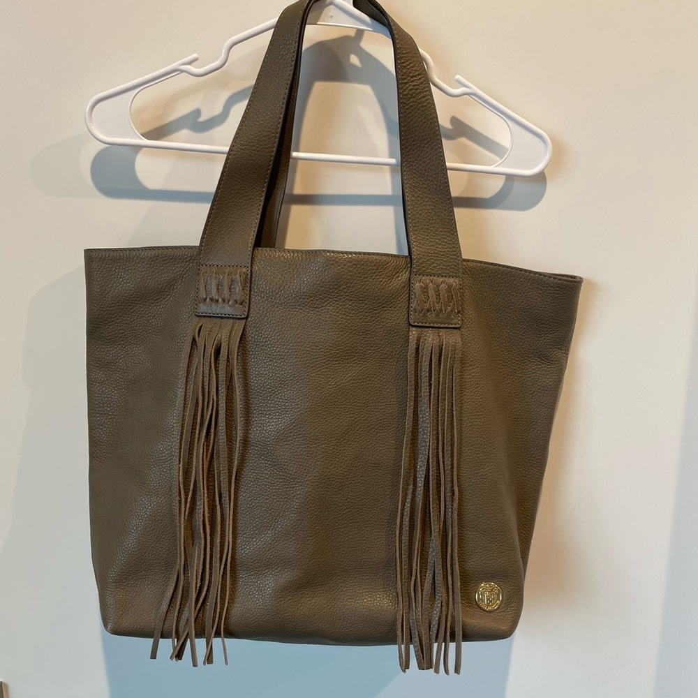 Vince Camuto Olive Green Tote with Fringe
